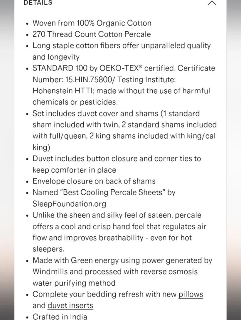Quince White Organic Cotton Percale Duvet Cover EUC